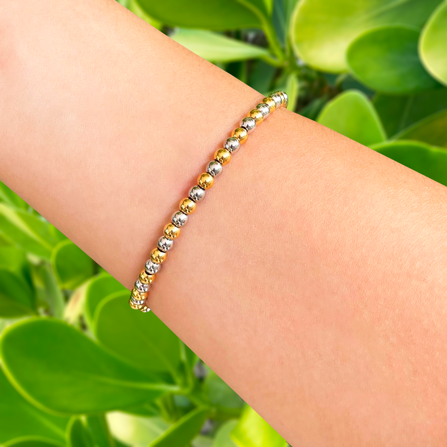 Pulsera Cuentas Esféricas Oro-Plata   2T4