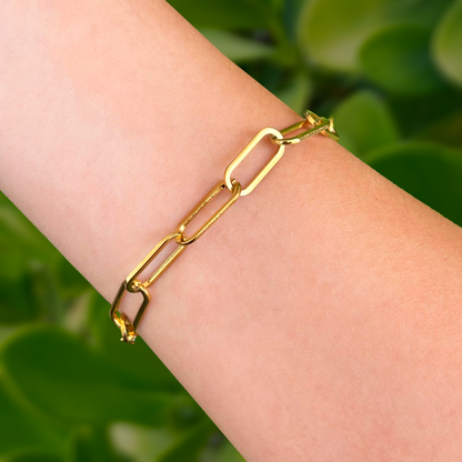 Pulsera Cadena de Eslabones Dorados Acero Inoxidable 1N6