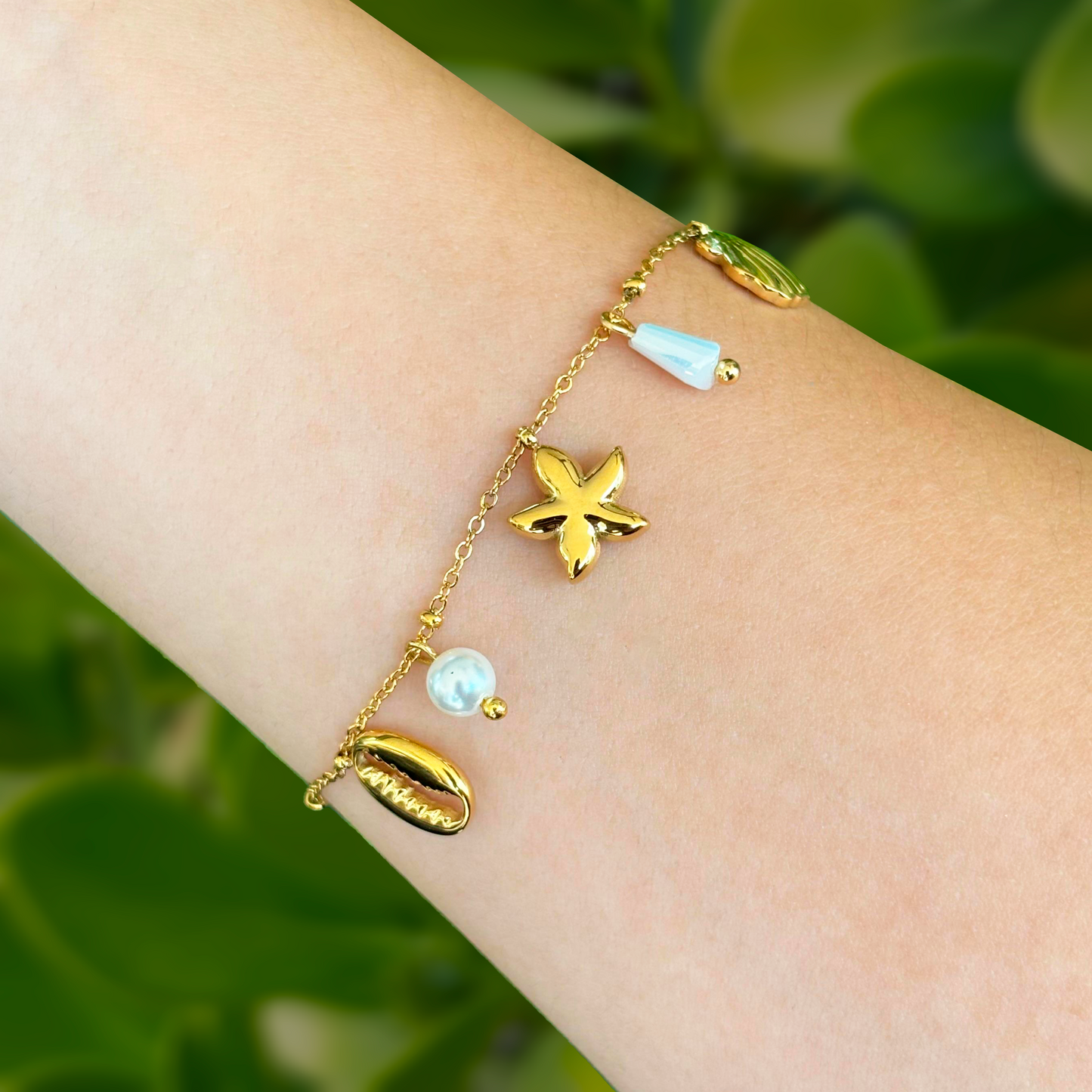 Pulsera Dorada  Charms Verano Acero Inoxidable 1X6
