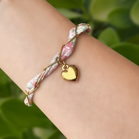 Pulsera Tela y Dorada Acero Inoxidable 1Y2