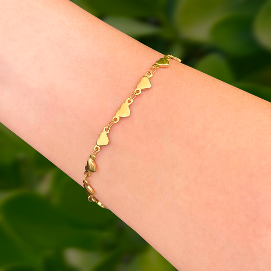 Pulsera Corazones Dorados Acero Inoxidable 1L3