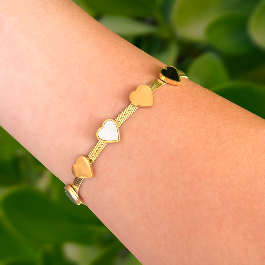 Pulsera Corazones Acero Inoxidable  1D1