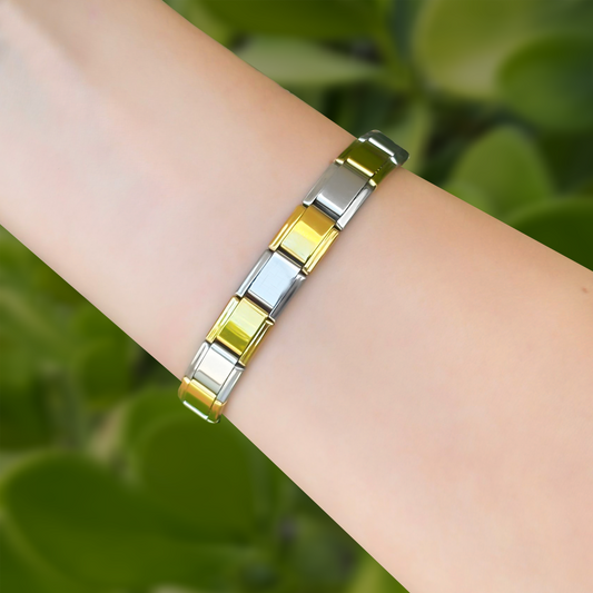 Pulsera Italiana Elástica Oro-Plata  2R6