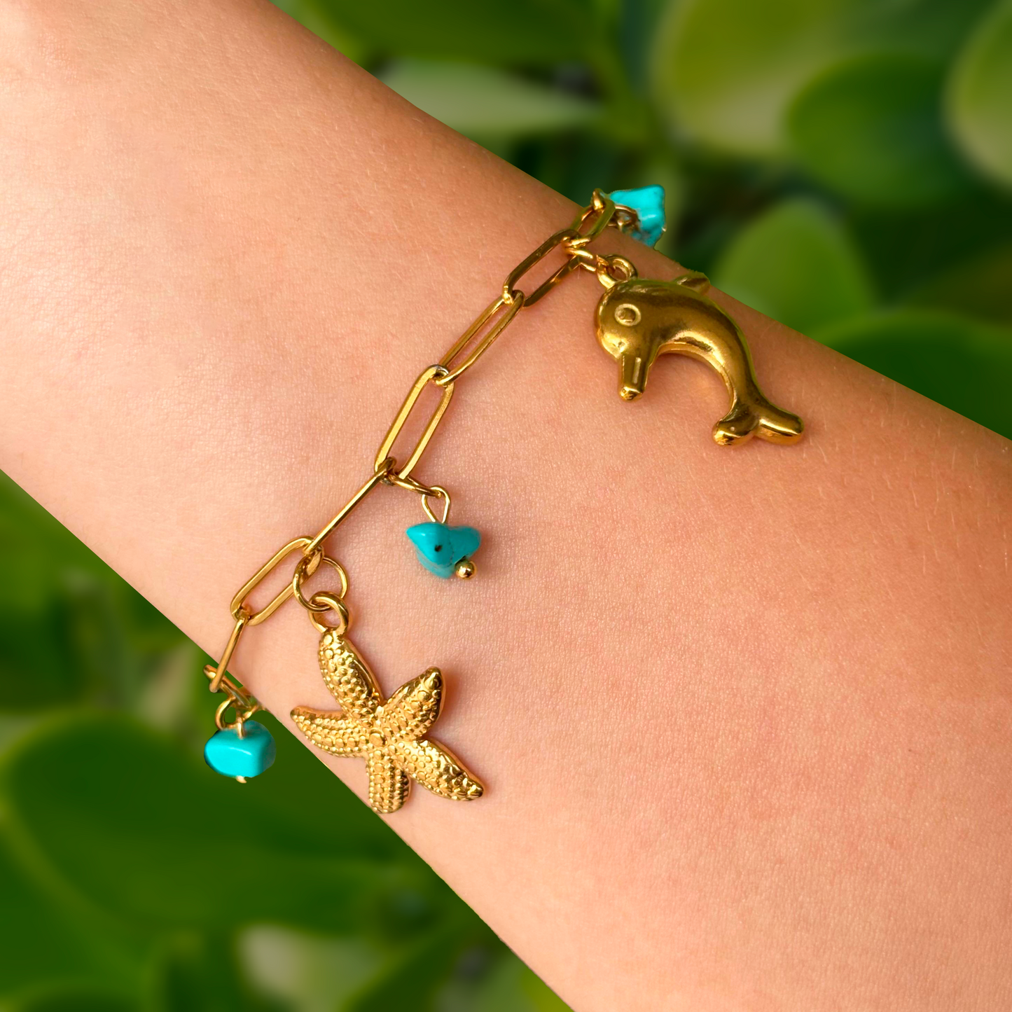 Pulsera Charms Turquesa  Acero Inoxidable 2G5