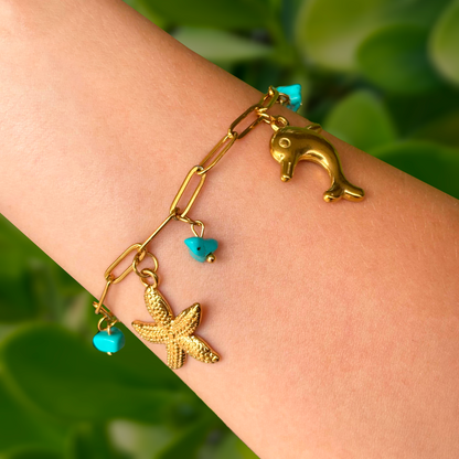 Pulsera Charms Turquesa  Acero Inoxidable 2G5