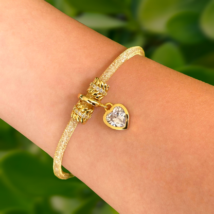 Pulsera Dorada Corazón Chapa de Oro  1i6