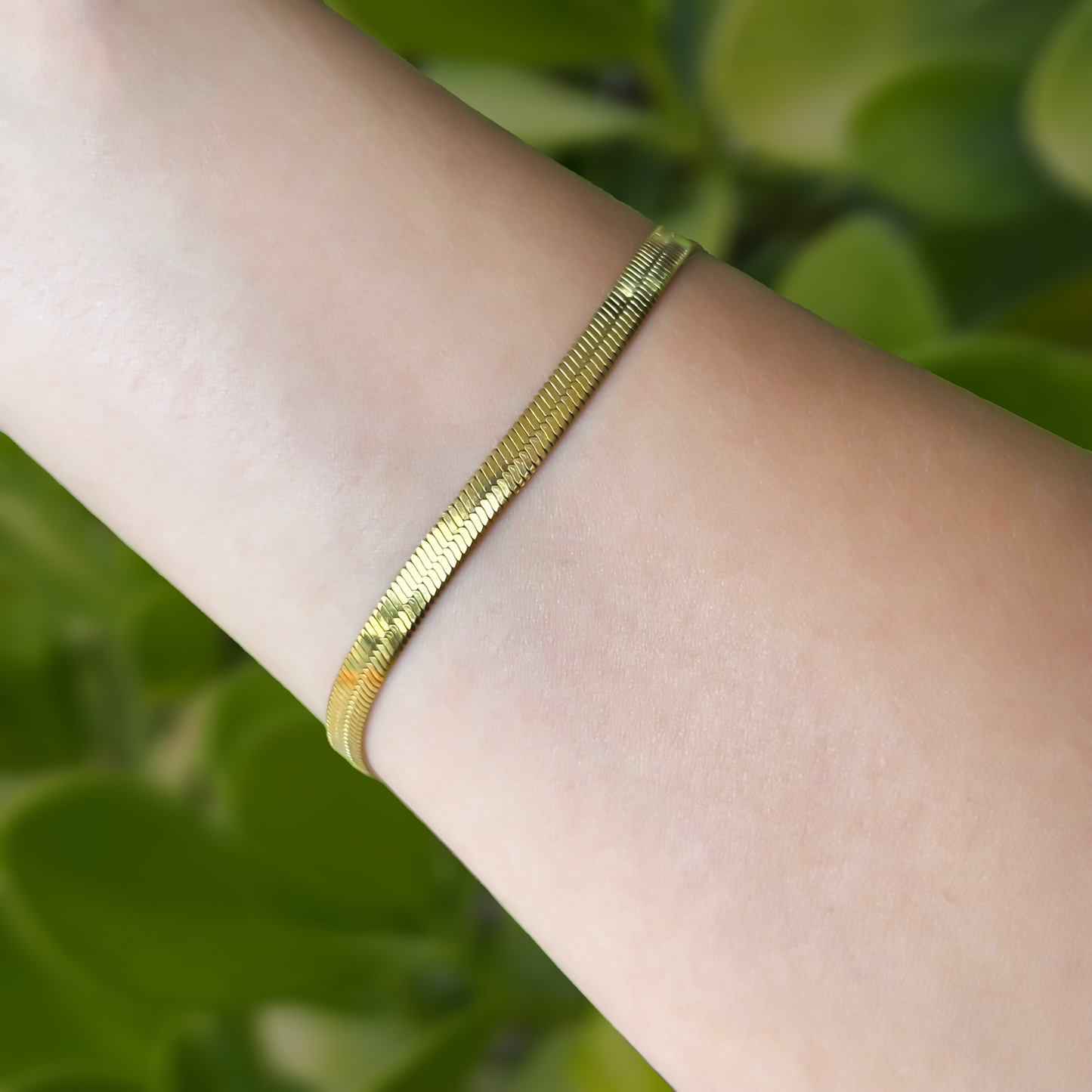 Pulsera Dorada Plana Acero Inoxidable  4E2