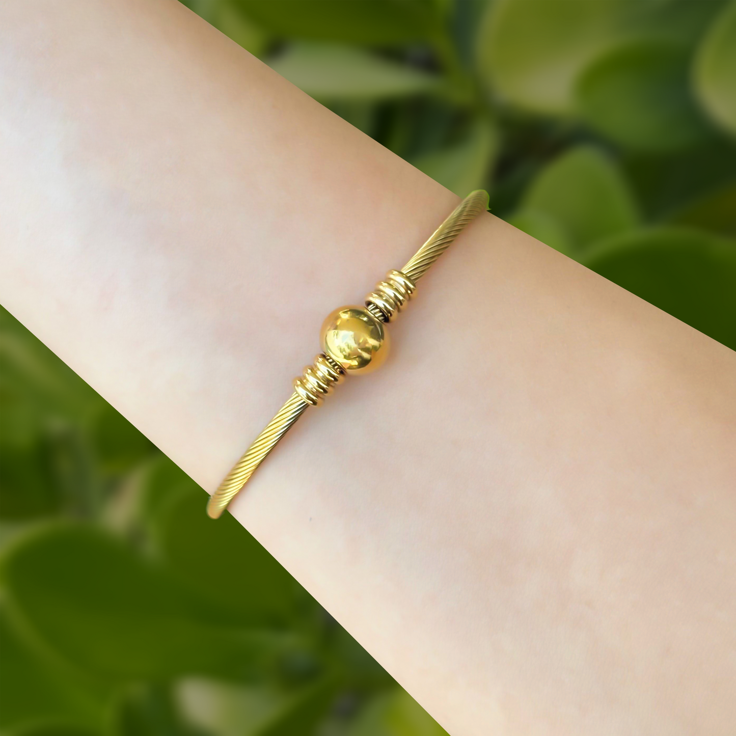 Pulsera Bolita Dorada Acero Inox  1D6