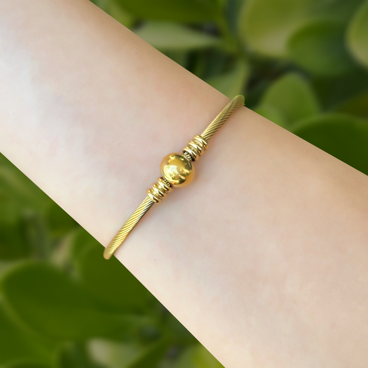 Pulsera Bolita Dorada Acero Inox  1D6