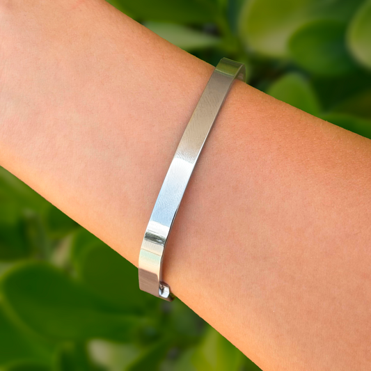 Pulsera Plateada Cuadrada  Acero Inoxidable 4E28