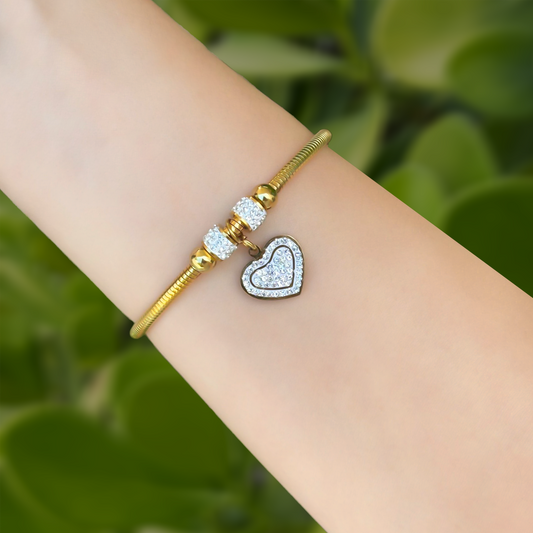 Pulsera Corazón Brillante Acero Inoxidable 1V4