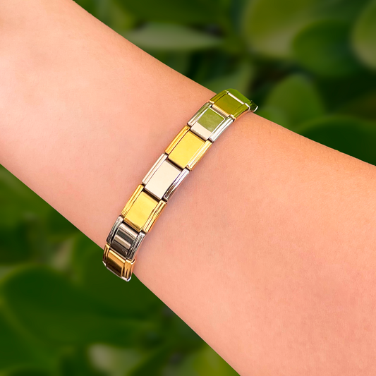 Pulsera Italiana Elástica Oro-Plata 2A6