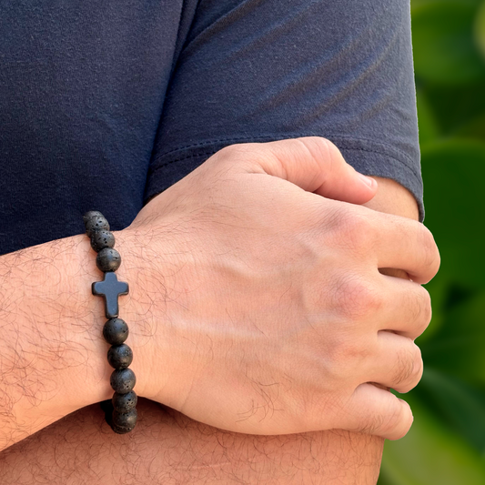 Pulsera Negra de Cruz Hombre 3i5