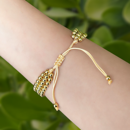 Pulsera de 3 piezas Doradas Trenzadas Bolitas  1Y2