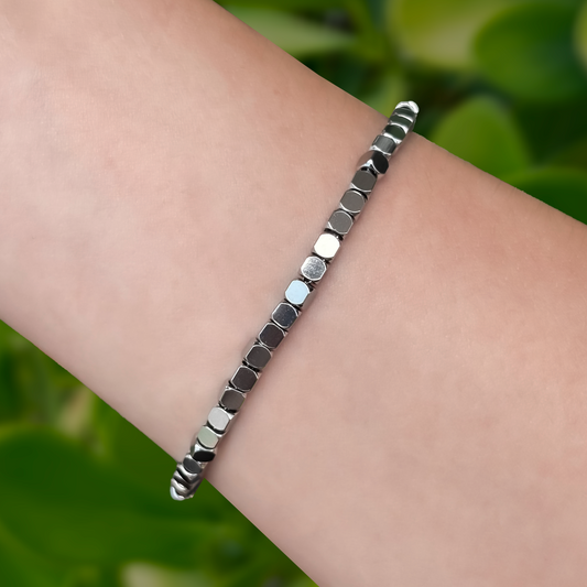 Pulsera Plateada Cubitos Acero Inoxidable 1J6