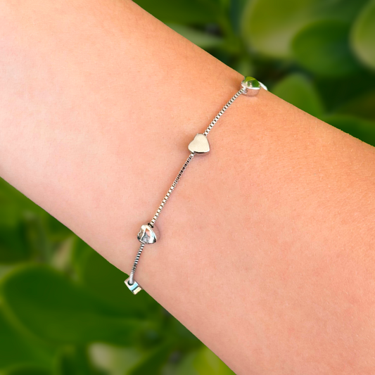 Pulsera Corazones Plateada Li5