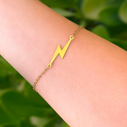 Pulsera Rayo Dorado Acero Inoxidable 1T1