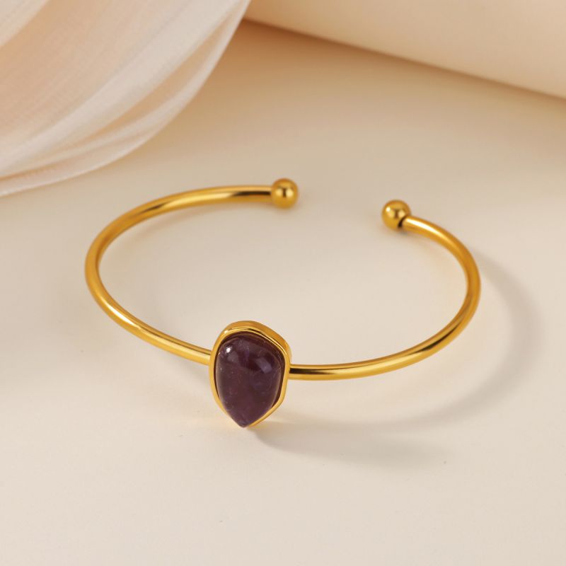 Pulsera Dorada Piedra Cafe Acero Inoxidable