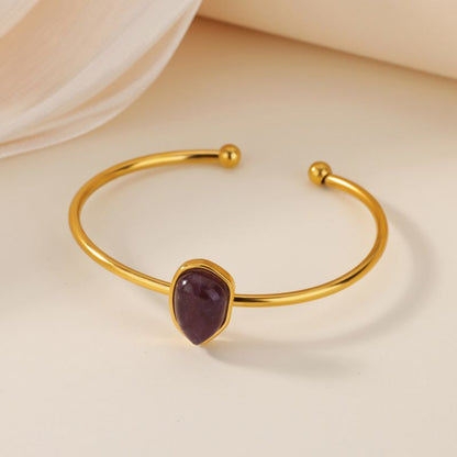 Pulsera Dorada Piedra Cafe Acero Inoxidable