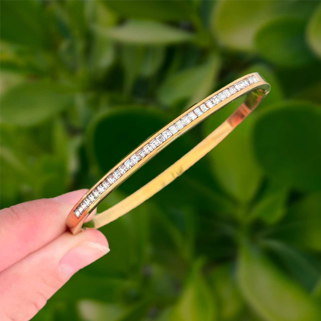 Pulsera Dorada Zirconias Acero Ide Titanio  1U1