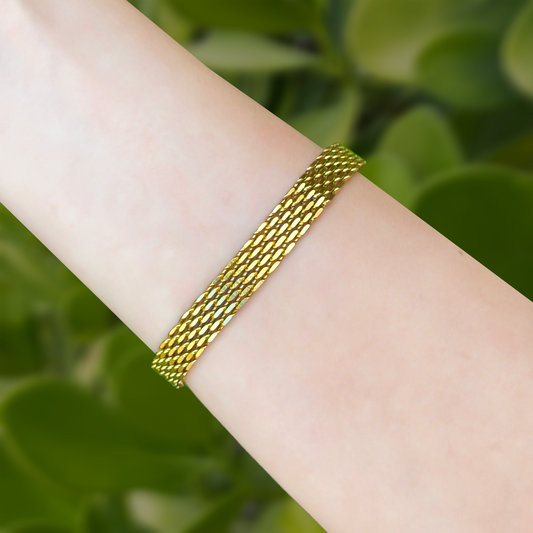 Pulsera Tejida Dorada Acero Inoxidable 1S4