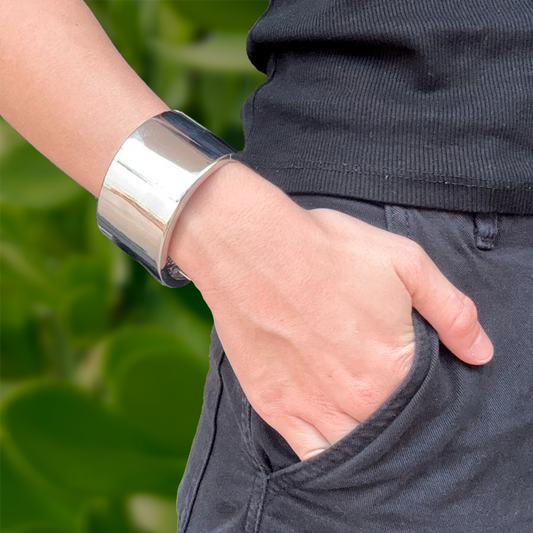 Pulsera Gruesa Plateada Acero Inoxidable 3M8