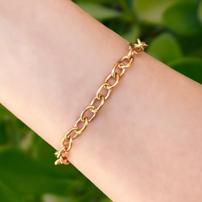 Pulsera Cadena Dorada Gruesa Acero Inoxidable