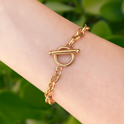 Pulsera Cadena Dorada Gruesa Acero Inoxidable