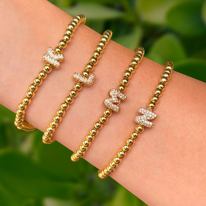 Pulsera Inicial Zirconias Chapa de Oro