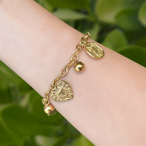 Pulsera Dorada Corazones Acero Inoxidable 1W2
