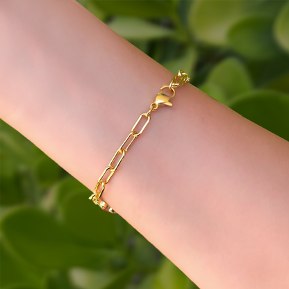 Pulsera Dorada Zirconias Acero Inoxidable