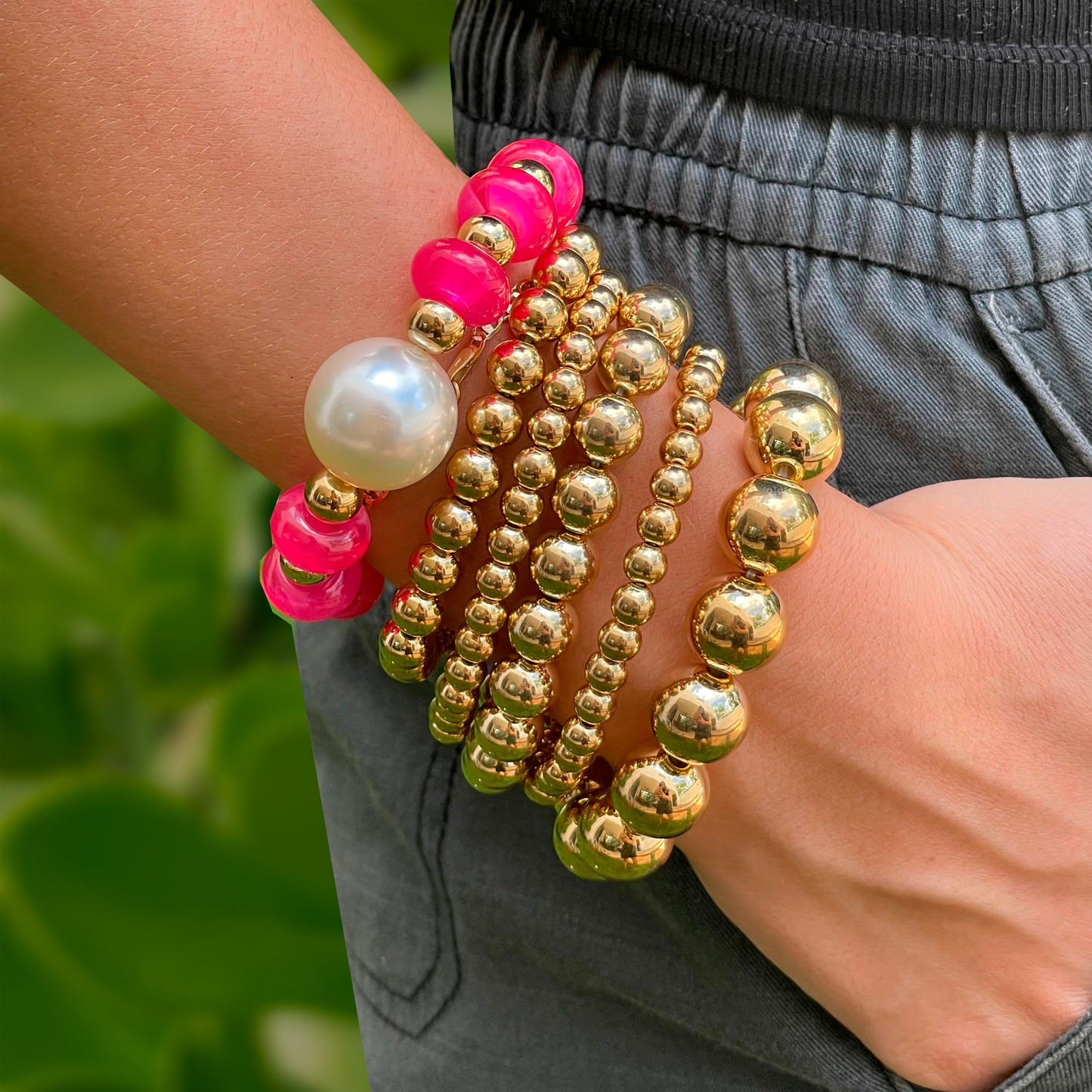 Set 6 Pulseras Bolitas 1o8