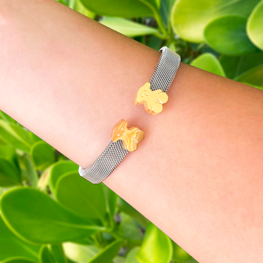 Pulsera Abierta Osos Oro-Plata 1W8