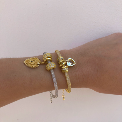 Pulsera Dorada Corazón Chapa de Oro  1i6