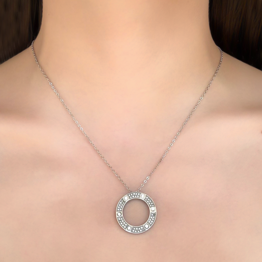 Collar Plateado Círculo Perfecto Acero Titanio 1M2
