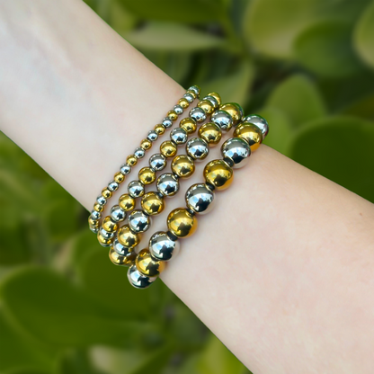 Pulsera Bolitas Oro-Plata Acero Inoxidable  2BB5