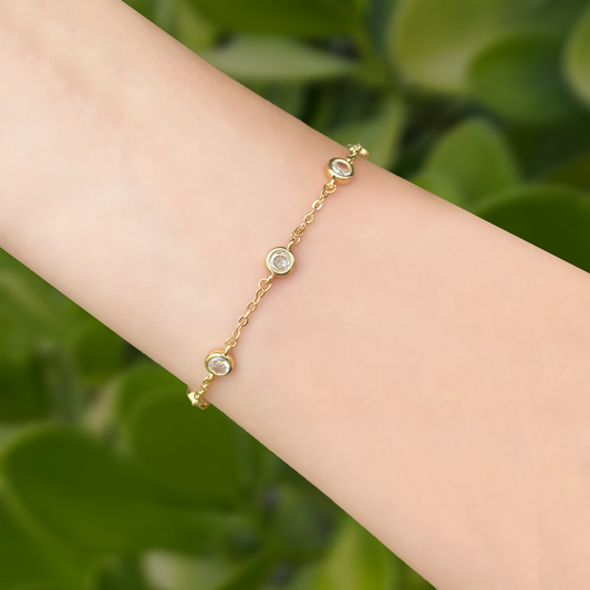 Pulsera Dorada Zirconias Chapa de Oro  1U2