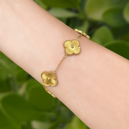 Pulseras Doradas Flor Acero Titanio  1Z6