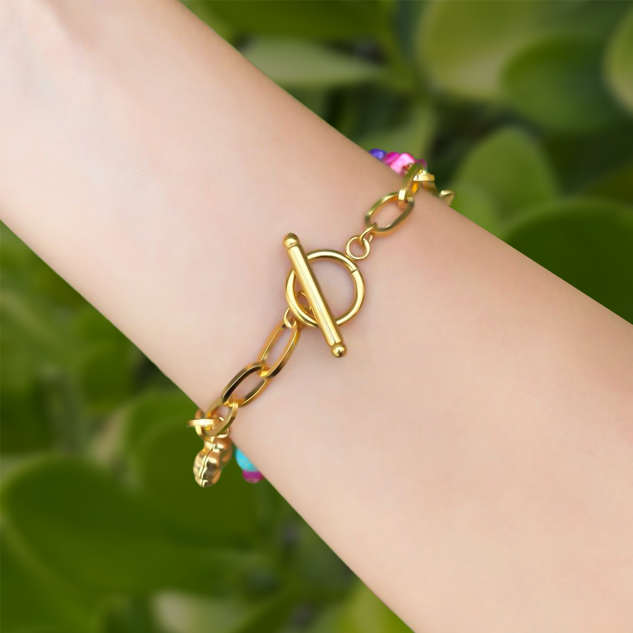 Pulsera Dorada Charms Bellos  1P4