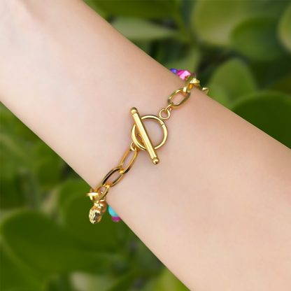 Pulsera Dorada Charms Bellos  1P4