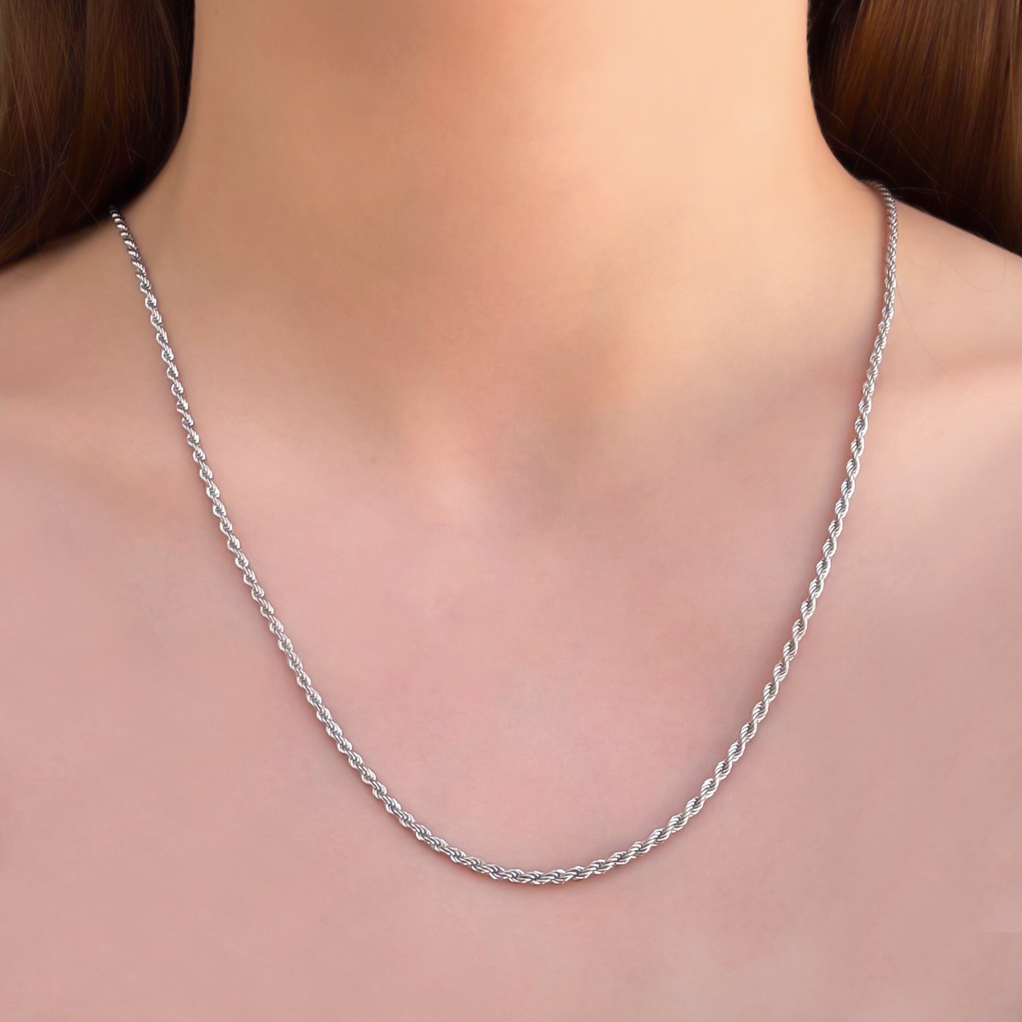 Collar Cadena Plateada Kroll Acero Inoxidable