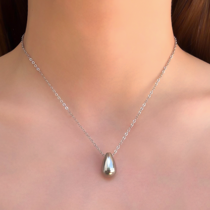 Collar Plateado Gota Chapa de Oro