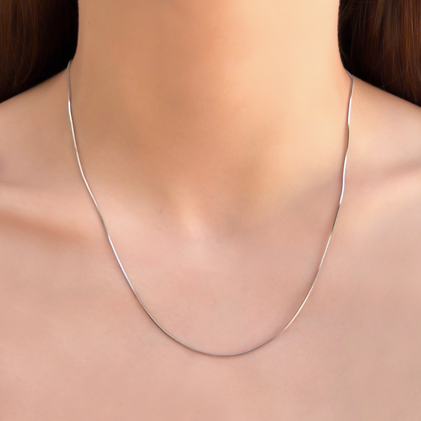 Collar Cadena Plateada Delgada Acero de Titanio