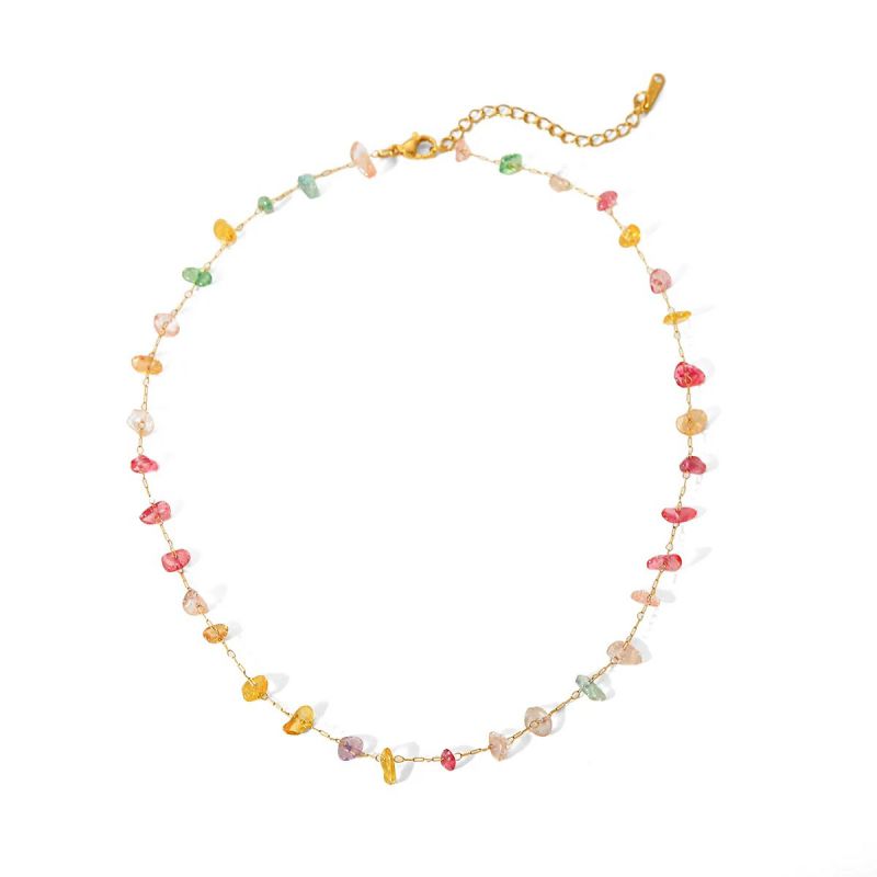 Collar Piedras Colores Acero Inoxidable 2j5