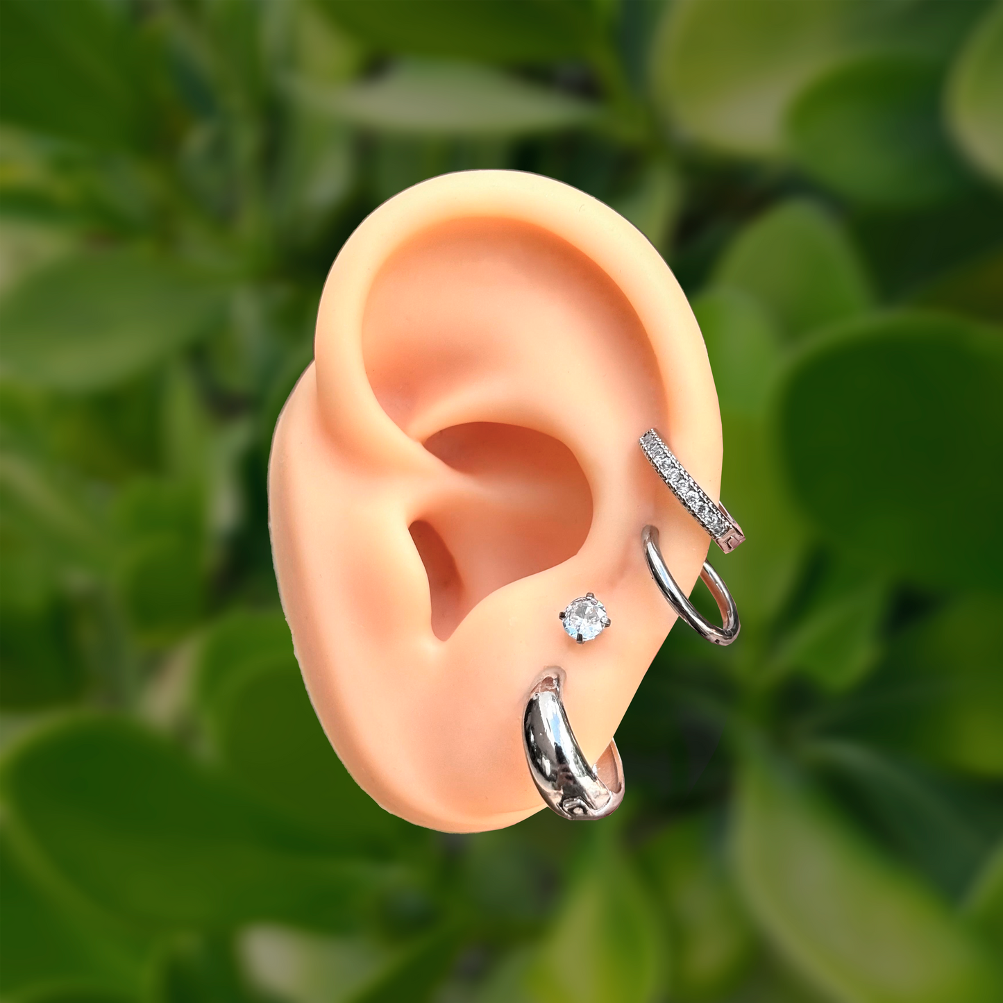 Set Piercings Arracadas Plateadas 8 Piezas Acero Inoxidable