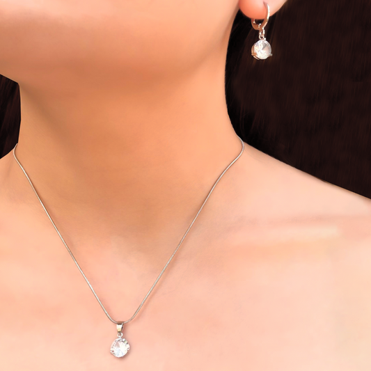 Collar y Aretes Cristal Chapa de Oro  C622