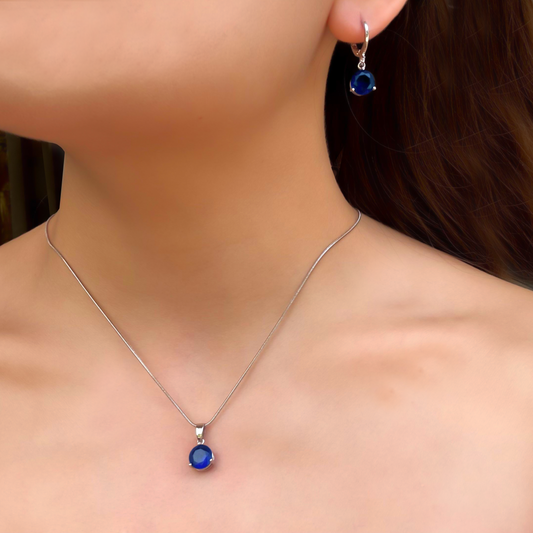 Collar y Aretes Cristal Marino Chapa de Oro C649