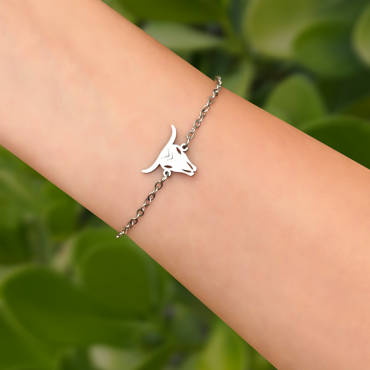 Pulsera  Plateada Toro Acero Inoxidable