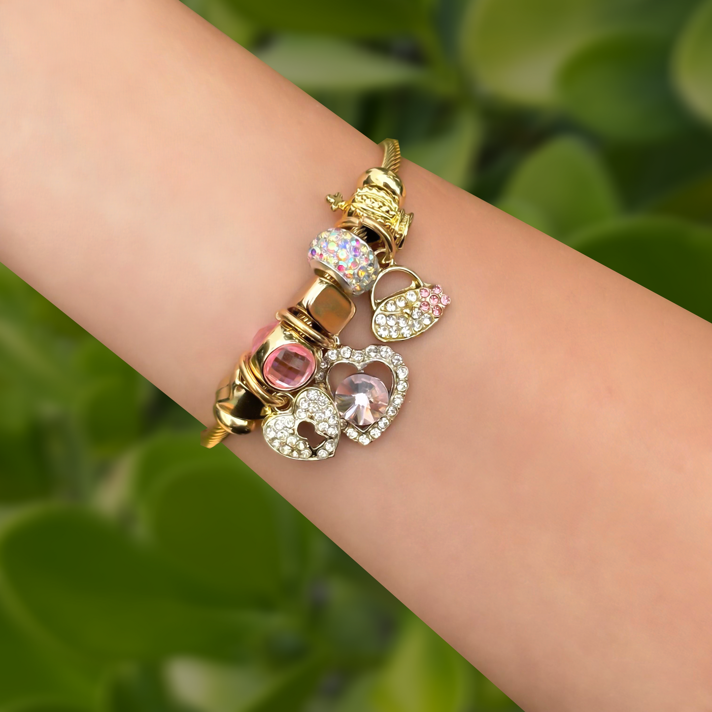 Pulsera Dorada Charms Acero Inoxidable