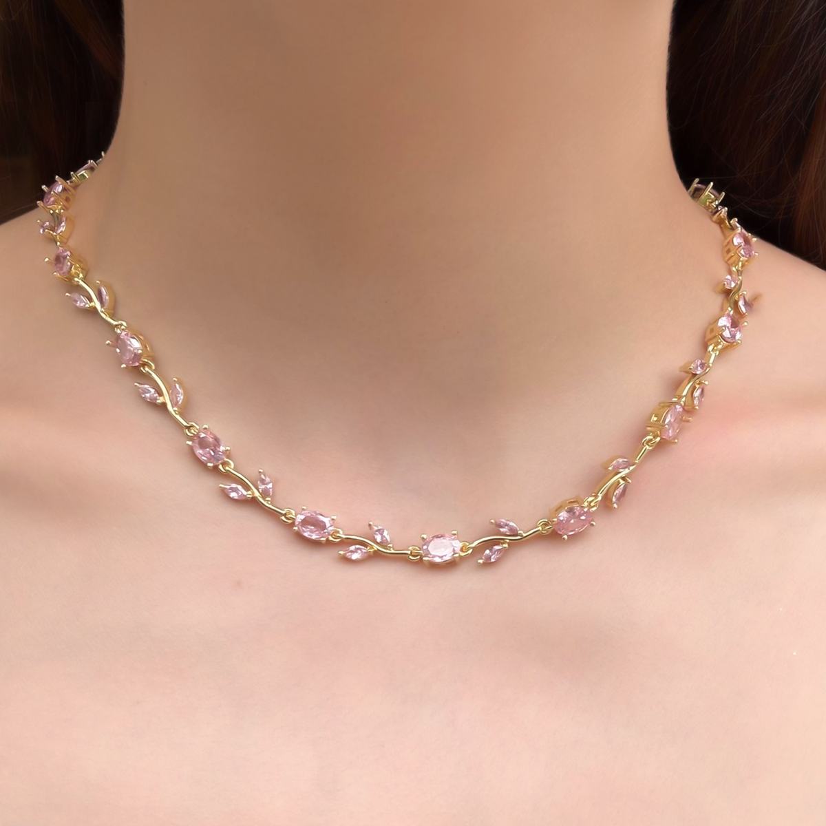 Collar Pulsera Aretes Anillo Tulipanes Rosa